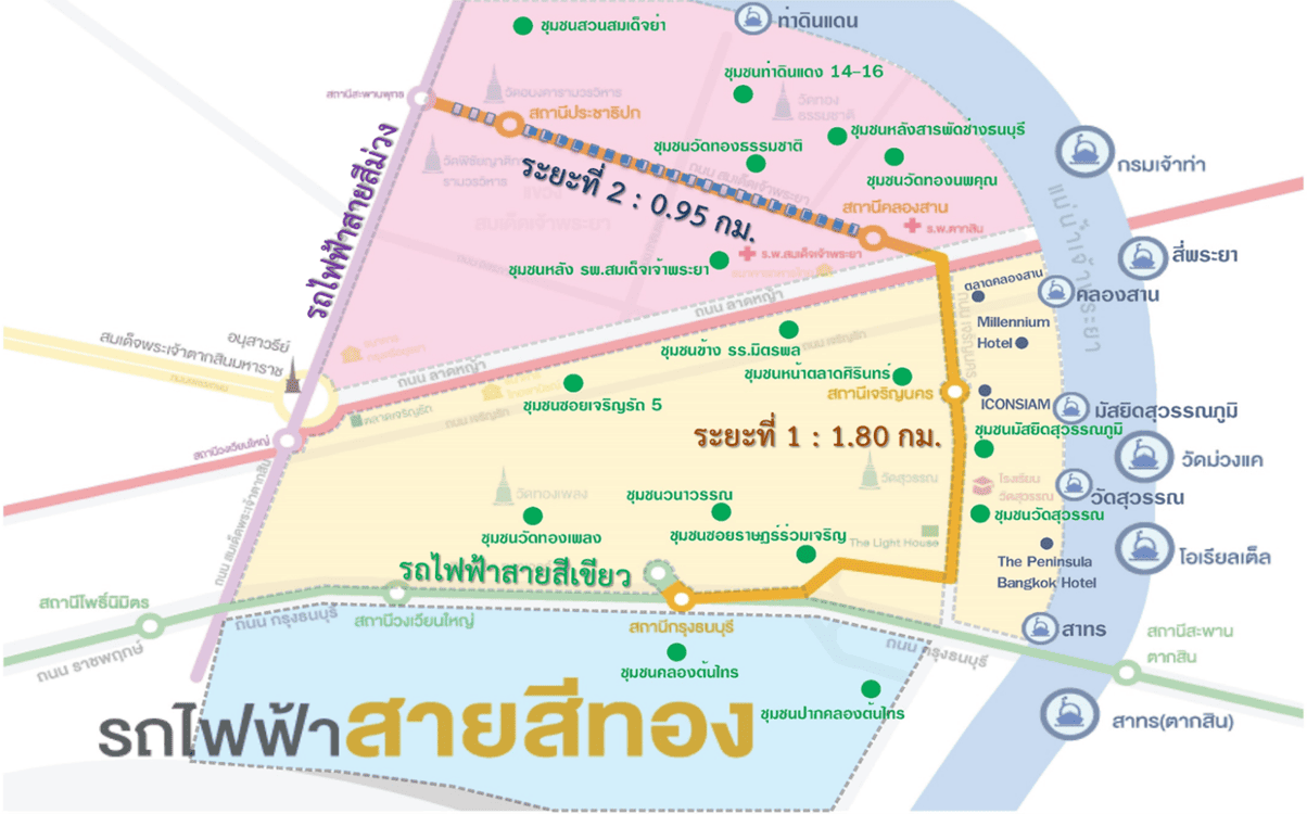 แผนที่รถไฟฟ้าสายสีทอง