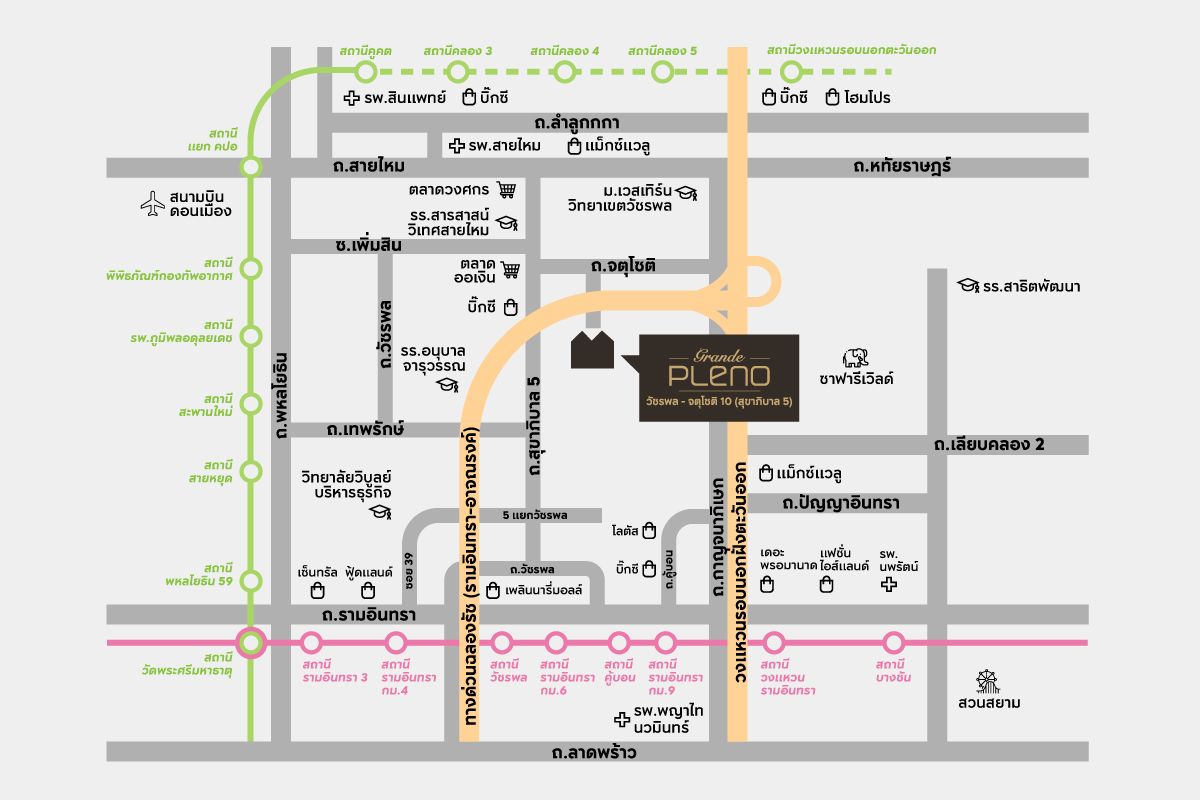 GRANDE PLENO วัชรพล-จตุโชติ 10 (สุขาภิบาล 5)-แผนที่