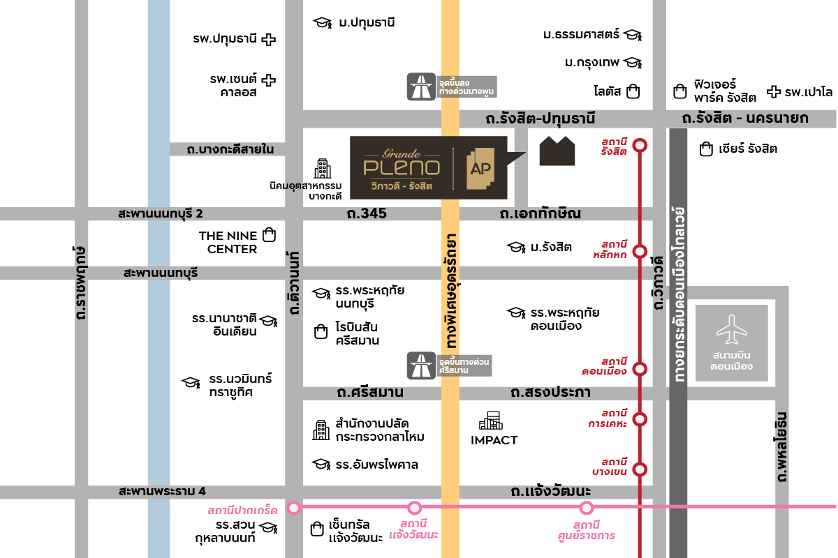 GRANDE PLENO วิภาวดี-รังสิต-แผนที่