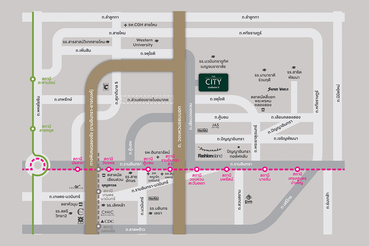 THE CITY รามอินทรา 3-แผนที่