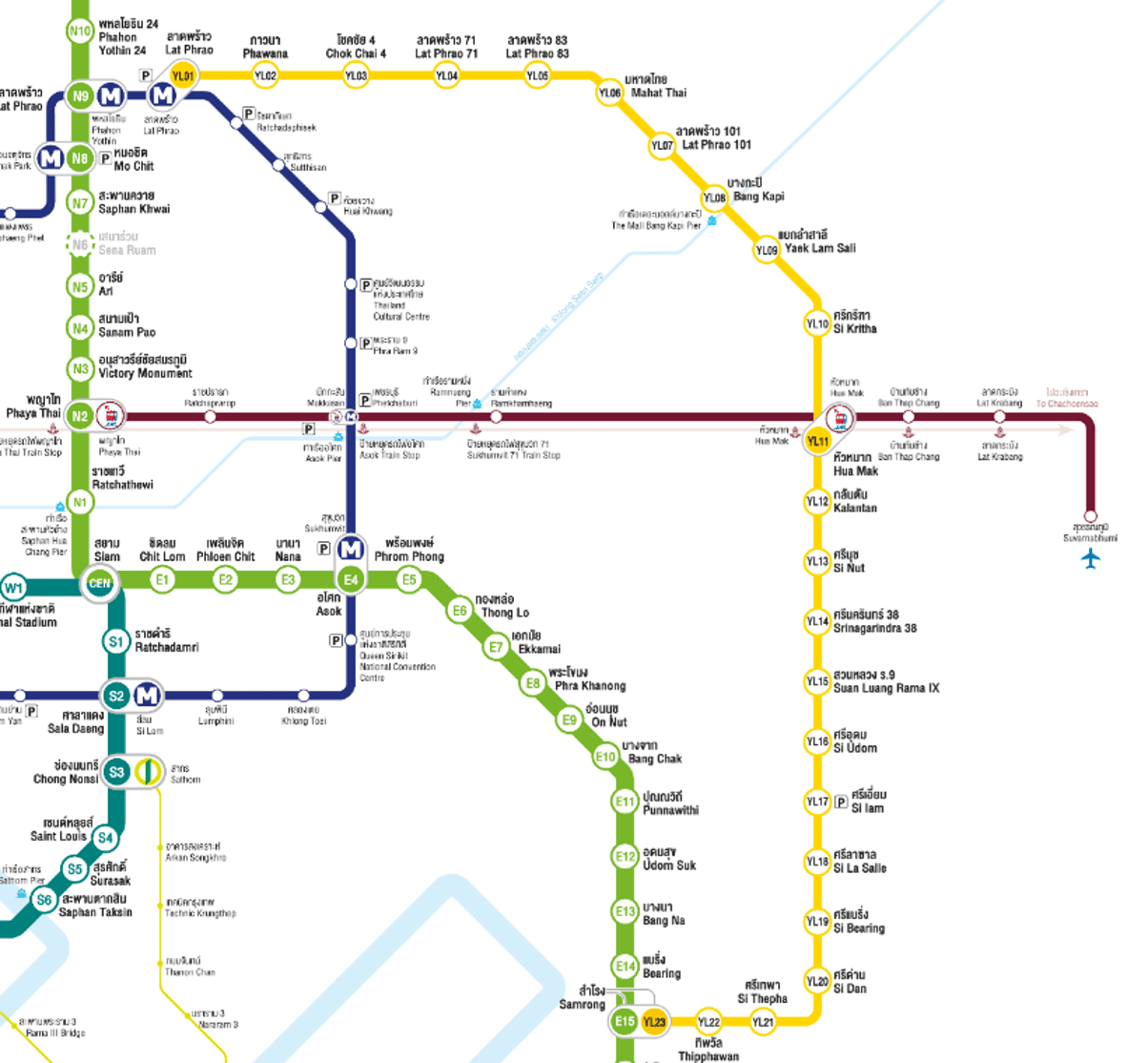 แผนที่รถไฟฟ้าสายเหลือง