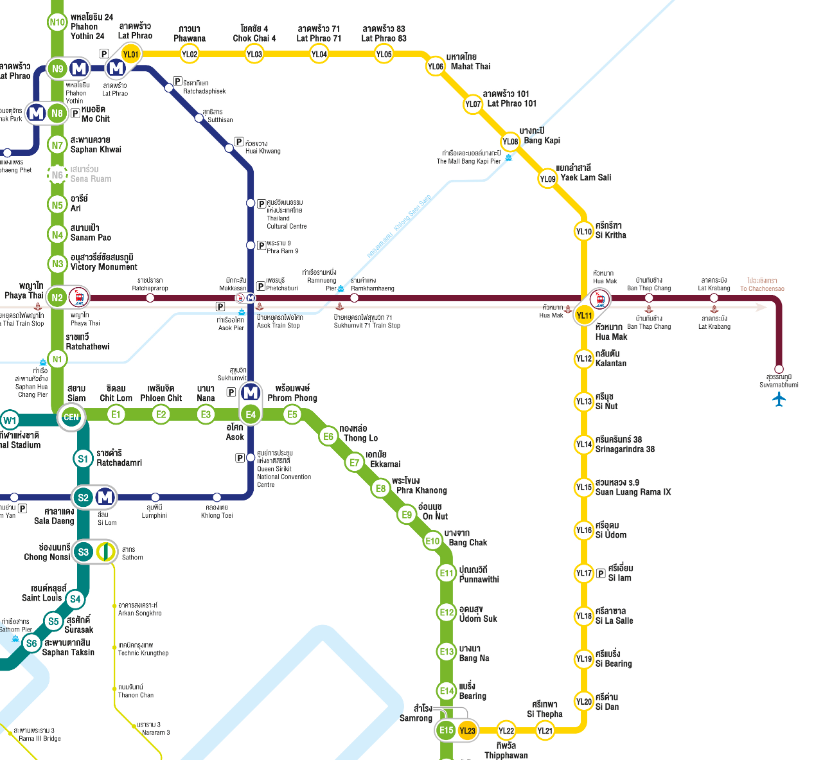 แผนที่รถไฟฟ้าสายสีเหลือง