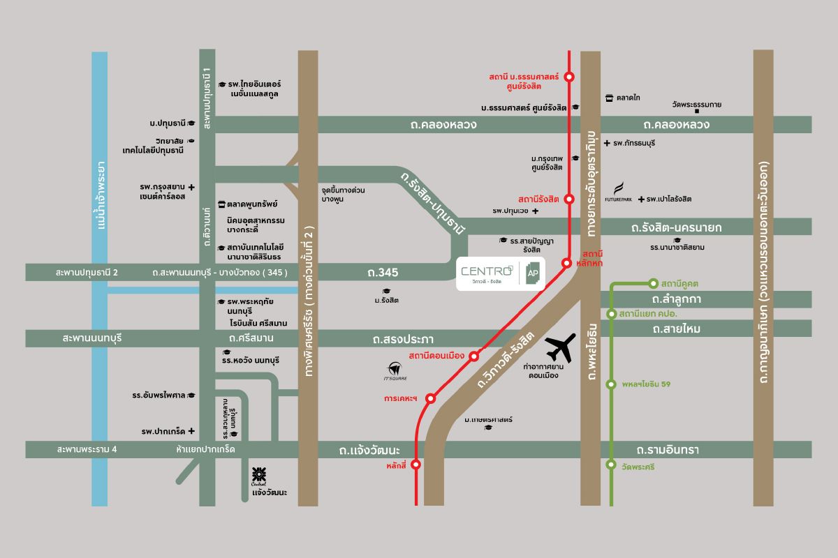 CENTRO วิภาวดี-รังสิต-แผนที่