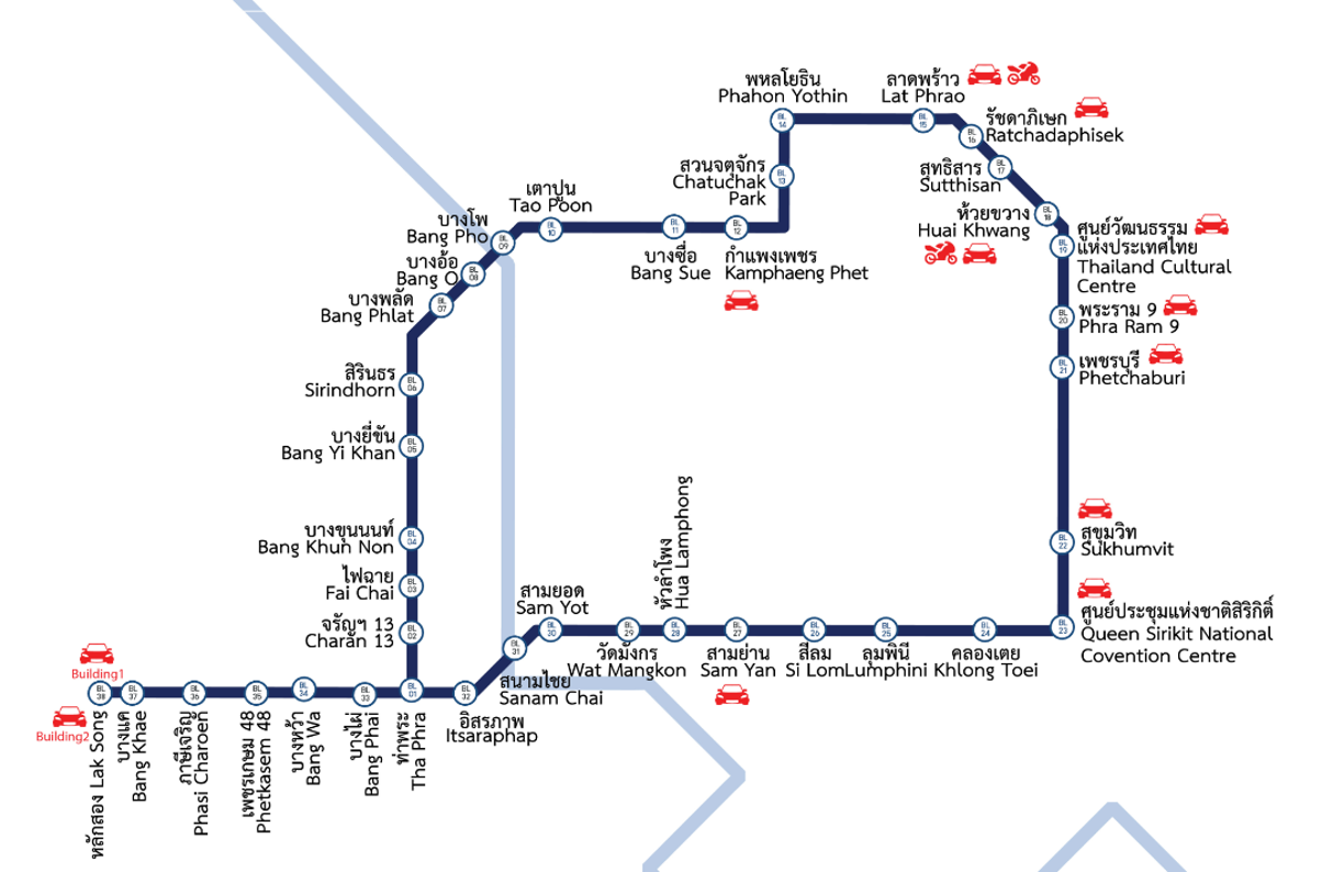 แผนที่รถไฟฟ้าสายสีน้ำเงิน (หัวลำโพง - หลักสอง)