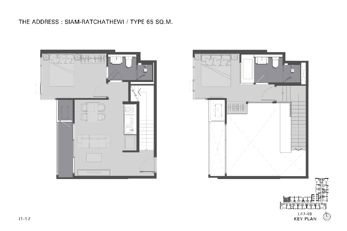 แปลนห้องคอนโดแบบดูเพล็กซ์ THE ADDRESS สยาม-ราชเทวี