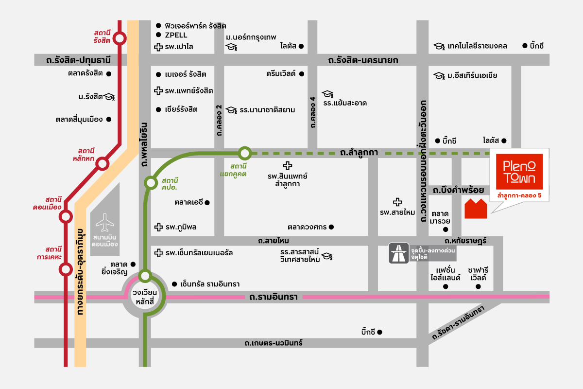 PLENO TOWN ลำลูกกา-คลอง 5-แผนที่