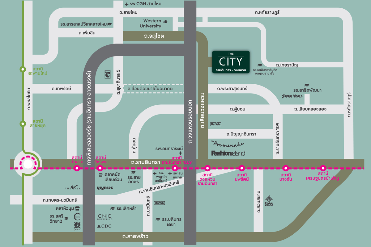 THE CITY รามอินทรา-วงแหวน-แผนที่
