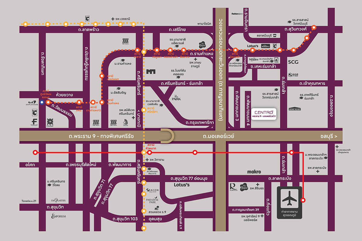 CENTRO พระราม 9-มอเตอร์เวย์ 2-แผนที่